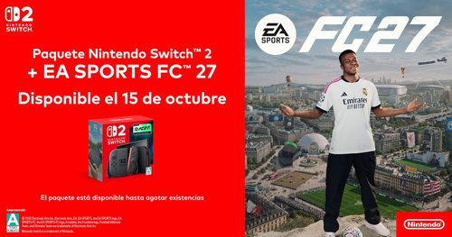 Nintendo anuncia un bundle de Nintendo Switch 2 con EA SPORTS FC 27. Llegará a tiendas seleccionadas desde el 15 de octubre de 2026.