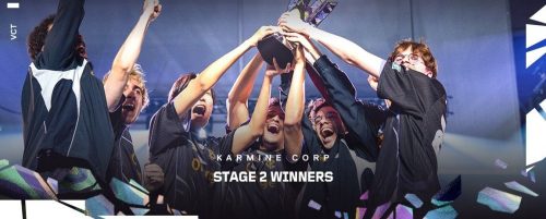 100 Thieves celebra el campeonato del VCT Americas Stage 2 2026 junto al trofeo.